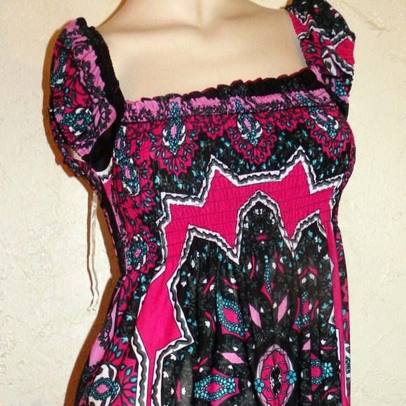 Chesley NWT Pink Black Print Dress Size L - Picture 5 of 7